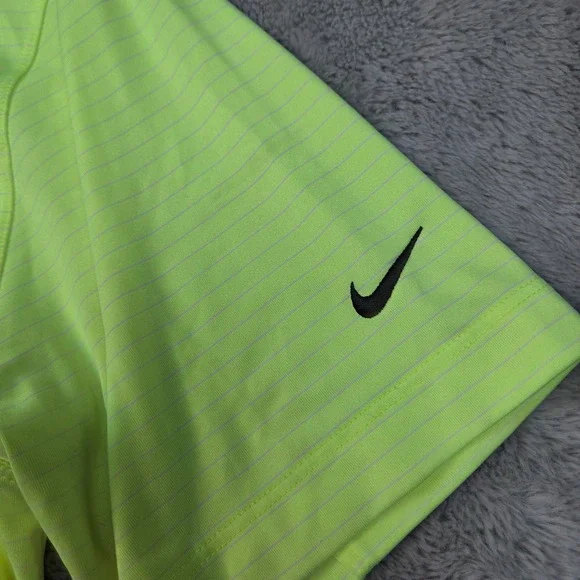 Nike Golf Polo Mens L Dri-FIT Tour Performance Striped Short Sleeve Neon Yellow - Picture 4 of 6